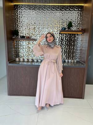 Boyun Taş İşlemli Kemer Aksesurlı Elbise S16044 - 28