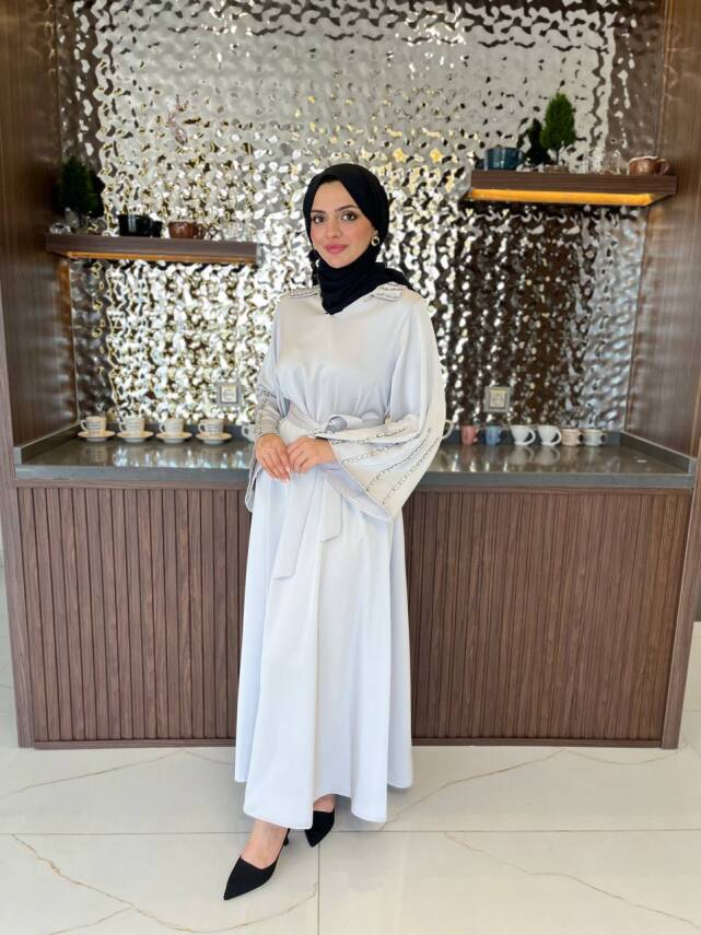 Boyun Taş İşlemli Kemer Aksesurlı Elbise S16044 - 11