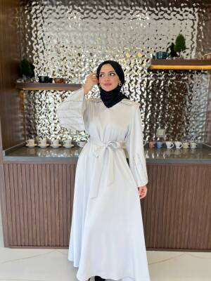 Boyun Taş İşlemli Kemer Aksesurlı Elbise S16044 - 12