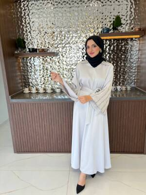 Boyun Taş İşlemli Kemer Aksesurlı Elbise S16044 - 13