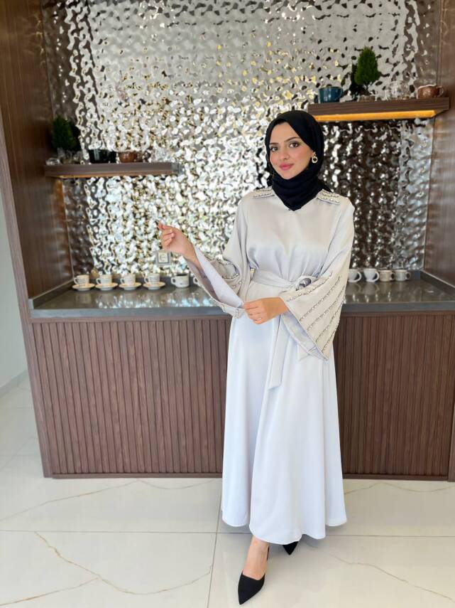 Boyun Taş İşlemli Kemer Aksesurlı Elbise S16044 - 13