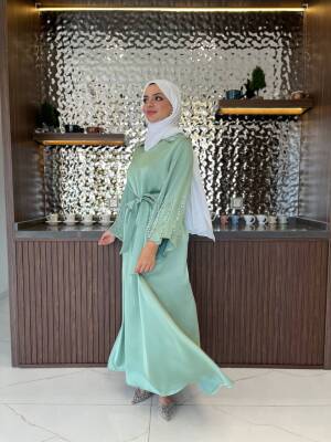 Boyun Taş İşlemli Kemer Aksesurlı Elbise S16044 - 8