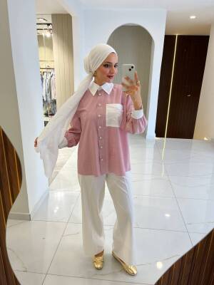 Cep Detaylı Çizgili Basıc Gömlek GMK16035 - 3