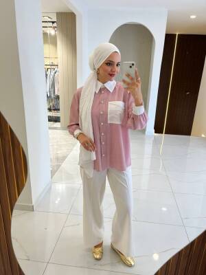 Cep Detaylı Çizgili Basıc Gömlek GMK16035 - 5