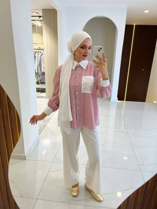 Cep Detaylı Çizgili Basıc Gömlek GMK16035 - 8