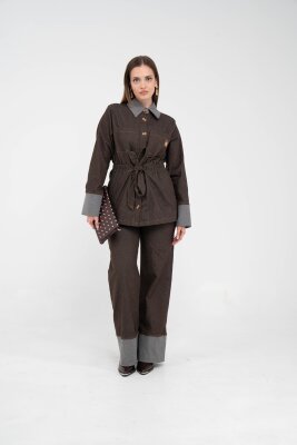 Çift Kumaş Detaylı Kuşaklı Kadın Takım 1759 - 2