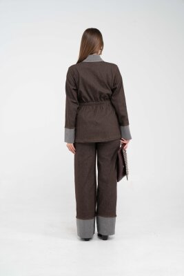 Çift Kumaş Detaylı Kuşaklı Kadın Takım 1759 - 6