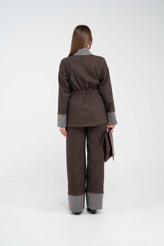 Çift Kumaş Detaylı Kuşaklı Kadın Takım 1759 - 6