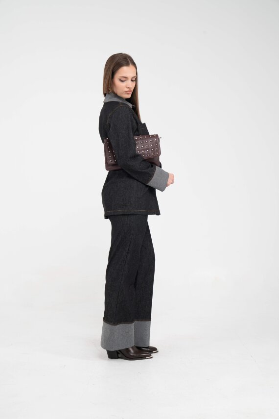 Çift Kumaş Detaylı Kuşaklı Kadın Takım 1759 - 11