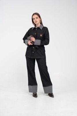 Çift Kumaş Detaylı Kuşaklı Kadın Takım 1759 - 7