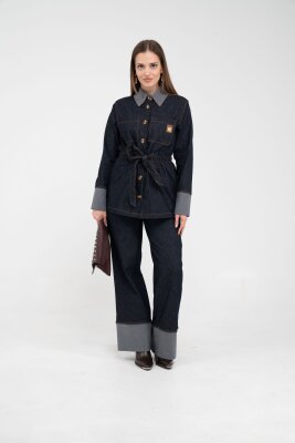 Çift Kumaş Detaylı Kuşaklı Kadın Takım 1759 - 15