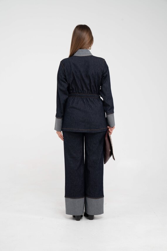 Çift Kumaş Detaylı Kuşaklı Kadın Takım 1759 - 20