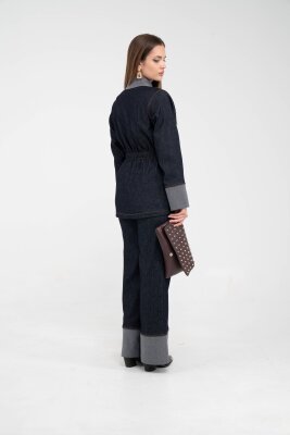 Çift Kumaş Detaylı Kuşaklı Kadın Takım 1759 - 18