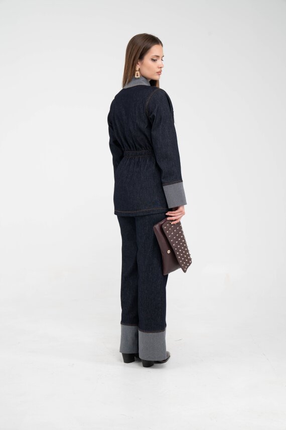 Çift Kumaş Detaylı Kuşaklı Kadın Takım 1759 - 18