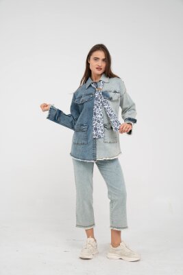 Çift Renk Basıc Kol Aksesurlı Cep Detaylı Paça Püskül Pantolon Gömlek Takım TKM16019 - SASİLVA