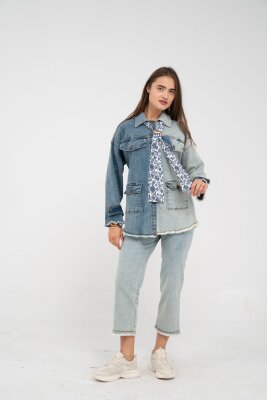 Çift Renk Basıc Kol Aksesurlı Cep Detaylı Paça Püskül Pantolon Gömlek Takım TKM16019 - 2