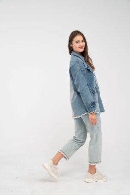 Çift Renk Basıc Kol Aksesurlı Cep Detaylı Paça Püskül Pantolon Gömlek Takım TKM16019 - 6