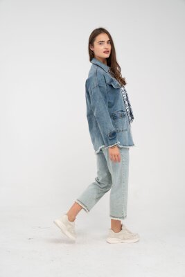 Çift Renk Basıc Kol Aksesurlı Cep Detaylı Paça Püskül Pantolon Gömlek Takım TKM16019 - 7