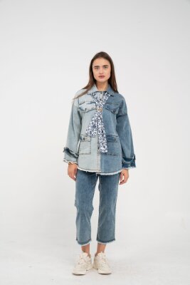 Çift Renk Basıc Kol Aksesurlı Cep Detaylı Paça Püskül Pantolon Gömlek Takım TKM16019 - 4