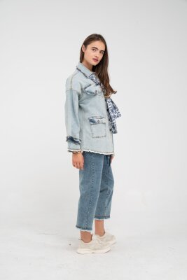 Çift Renk Basıc Kol Aksesurlı Cep Detaylı Paça Püskül Pantolon Gömlek Takım TKM16019 - 7