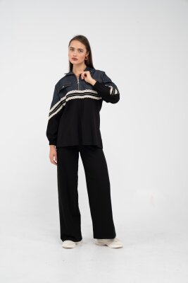 Dantel Şeritli Kot Detaylı İkili Takım K1751 - SASİLVA