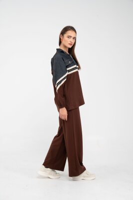 Dantel Şeritli Kot Detaylı İkili Takım K1751 - 16