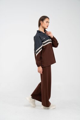 Dantel Şeritli Kot Detaylı İkili Takım K1751 - 17