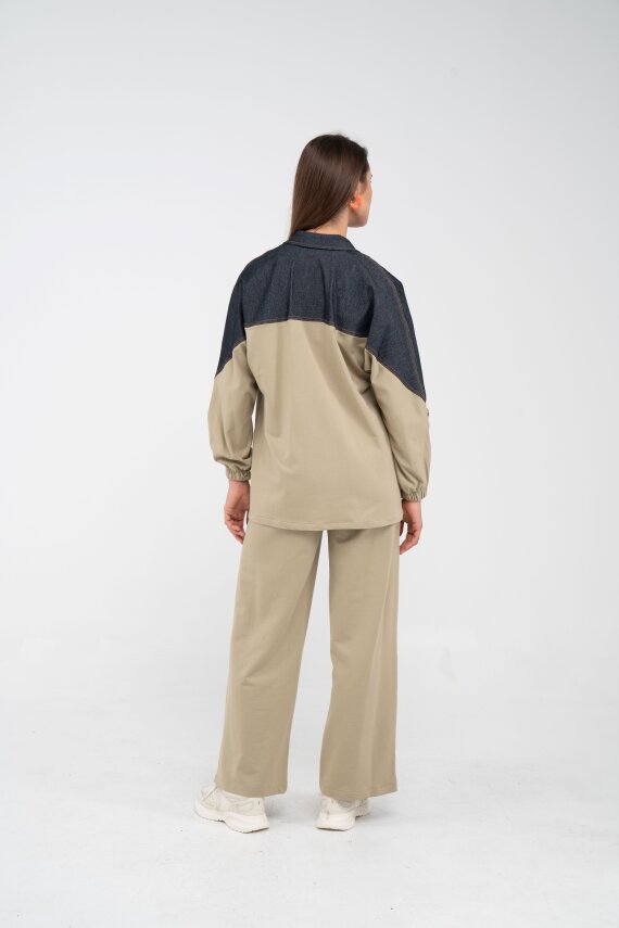 Dantel Şeritli Kot Detaylı İkili Takım K1751 - 25