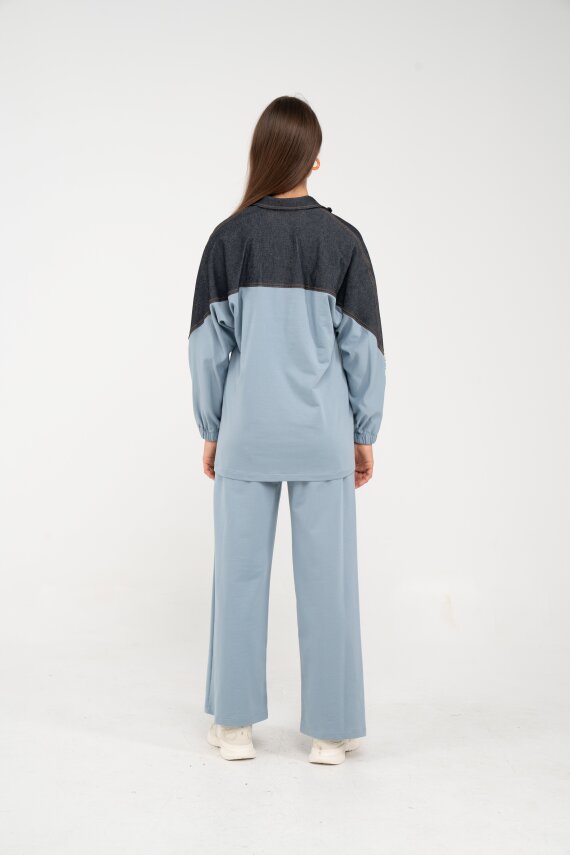 Dantel Şeritli Kot Detaylı İkili Takım K1751 - 41