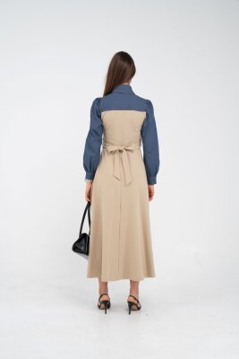 Denim Detaylı Uzun Elbise K1721 - 34