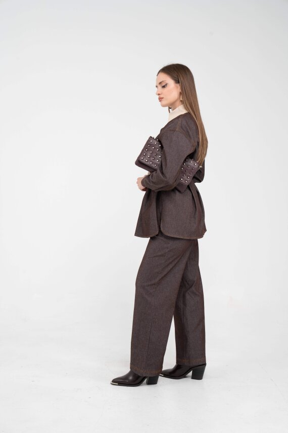 Dikiş Detaylı Kuşaklı Kadın Takım 9002 - 5