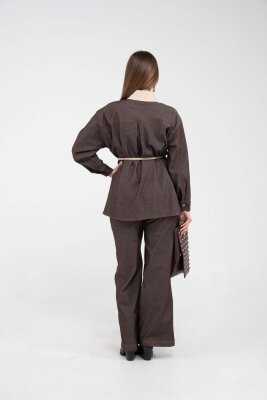 Dikiş Detaylı Kuşaklı Kadın Takım 9002 - 8