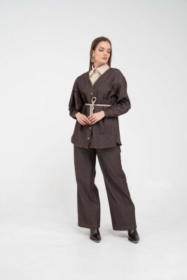 Dikiş Detaylı Kuşaklı Kadın Takım 9002 - SASİLVA