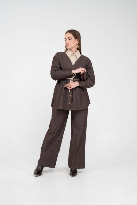 Dikiş Detaylı Kuşaklı Kadın Takım 9002 - 4