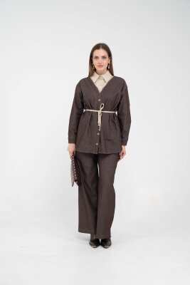 Dikiş Detaylı Kuşaklı Kadın Takım 9002 - 6