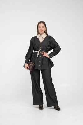 Dikiş Detaylı Kuşaklı Kadın Takım 9002 - 10