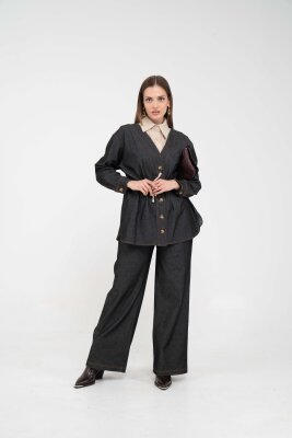 Dikiş Detaylı Kuşaklı Kadın Takım 9002 - 11