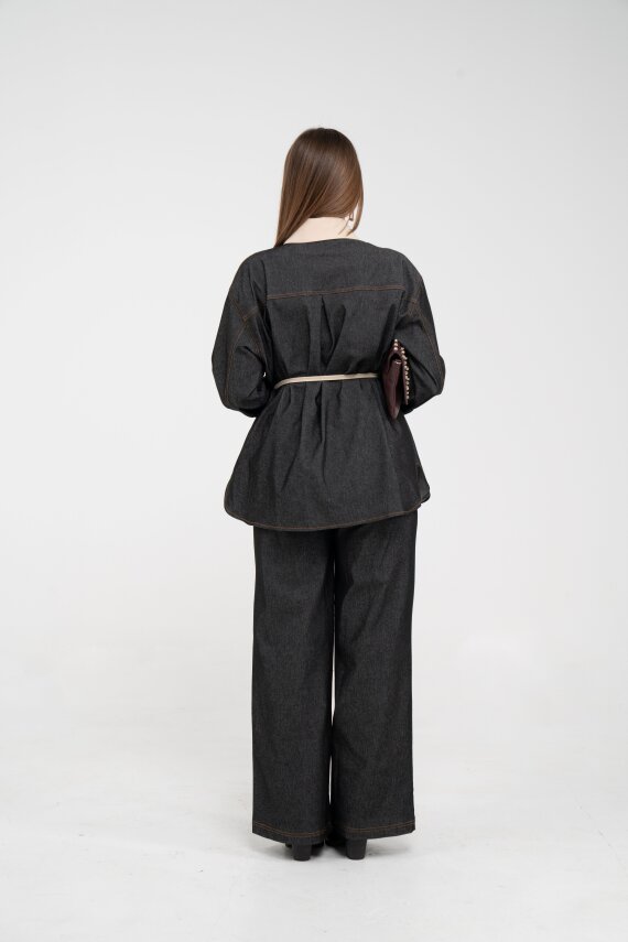 Dikiş Detaylı Kuşaklı Kadın Takım 9002 - 15