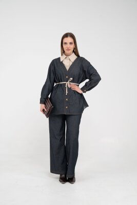 Dikiş Detaylı Kuşaklı Kadın Takım 9002 - 16