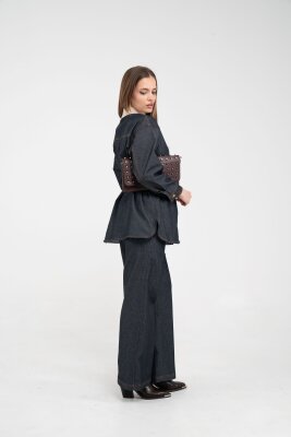 Dikiş Detaylı Kuşaklı Kadın Takım 9002 - 18