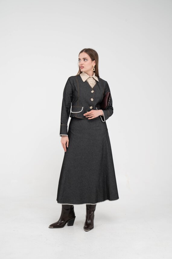 Dikiş Detaylı Şık İkili Kadın Takım 8087 - 2