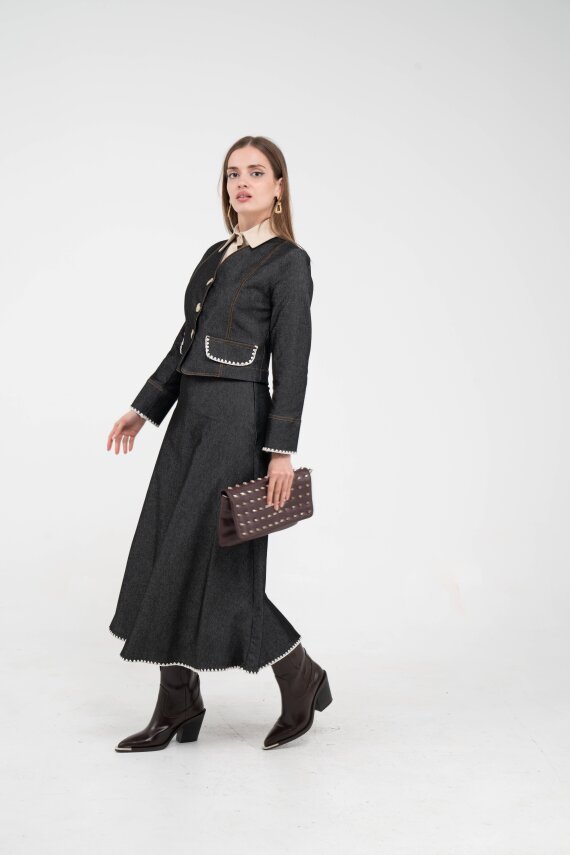 Dikiş Detaylı Şık İkili Kadın Takım 8087 - 4