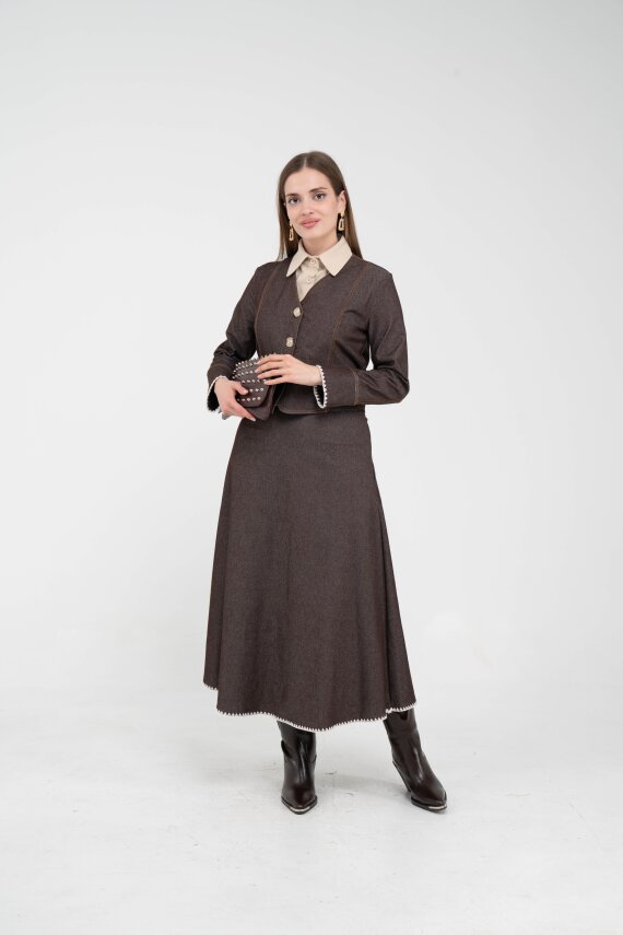 Dikiş Detaylı Şık İkili Kadın Takım 8087 - 16