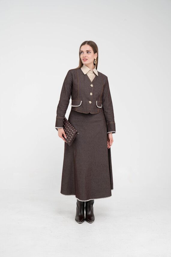 Dikiş Detaylı Şık İkili Kadın Takım 8087 - 17