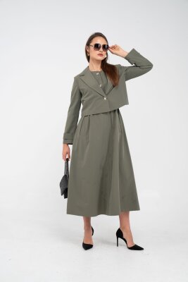 Düğme Detaylı Ceketli Elbise Takım K8062 - SASİLVA