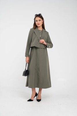 Düğme Detaylı Ceketli Elbise Takım K8062 - 2