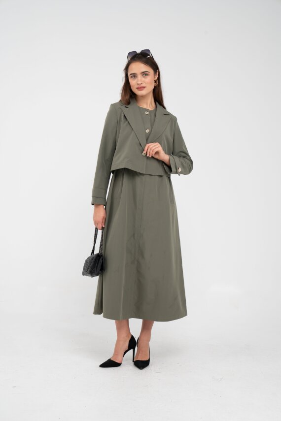 Düğme Detaylı Ceketli Elbise Takım K8062 - 2