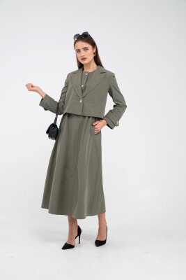 Düğme Detaylı Ceketli Elbise Takım K8062 - 3