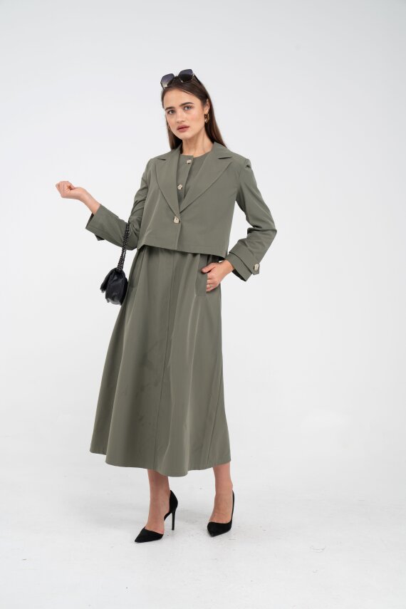 Düğme Detaylı Ceketli Elbise Takım K8062 - 3