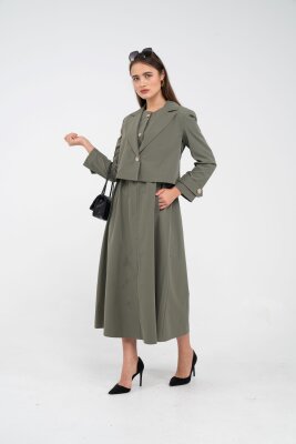 Düğme Detaylı Ceketli Elbise Takım K8062 - 4